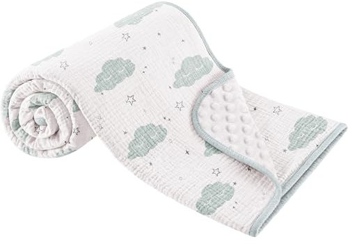 Susurration Coperta in Cotone per Neonati, Coperta per Dormire per Bambini in Mussola Traspirante per 75x100cm Applicabile a Bambini e Ragazze (Nuvola Bianca)