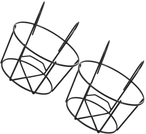 Happyyami 2Pcs Round Metal Hanging Flower Stands Balcony Rail Planters Space-Saving Iron Plant Pot Holders Outdoor Garden Flower Rack for Small Plants
