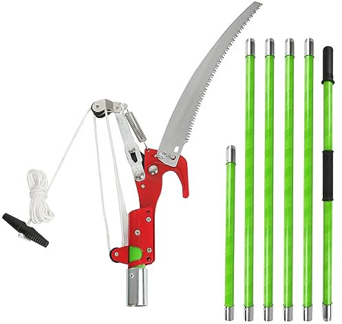 JXYQ Pole Saw Extendable Pole Pruning Saw, Long Reach Tree Pruning Saw, Telescopic Tree Pruner Garden Tree Lopper, Branch Pruner Cutter (Pole Saw with Pruner, 6M), GZJ UK 0674