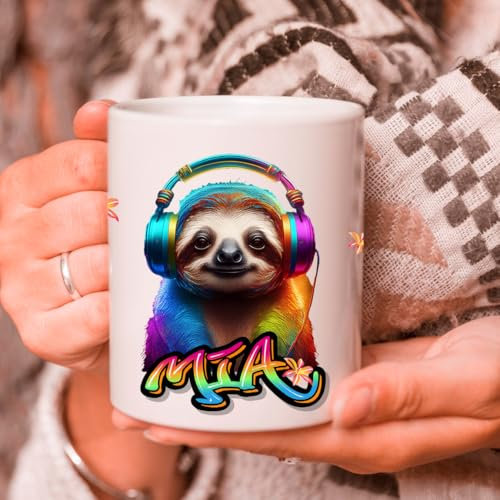 tjapalo NEU T8 Coole Tasse Tiere mit Namen Tasse personalisiert Faultier Oster Geschenke Kindergeburtstag Gäste Kindertasse Kinder tassen namen personalisierbares Geschenk für Mädchen und Jungen