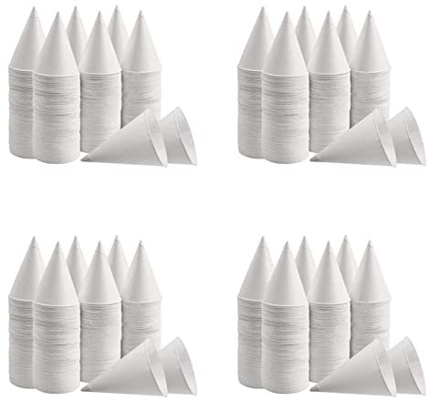 Wzxksoac Vasos de Cono de Papel, Vasos de Cono de Nieve, Vasos de Papel de Cono Recubiertos A Prueba de Fugas para Granizado, Hielo Raspado, Agua 800 Piezas