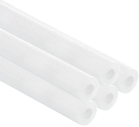 sourcing map 5 Pcs 0.39 Inch 3.3 Feet Pipe Insulation Foam Tube, Hollow Tube Covers for Outdoor Winter Freeze Protection Hot Cold Water Pipe, White OD 0.87