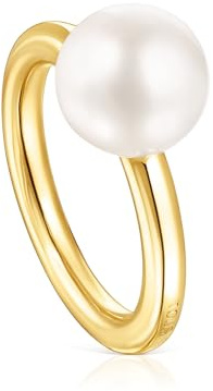 TOUS Anillo con baño de oro 18 kt sobre plata y perla Gloss