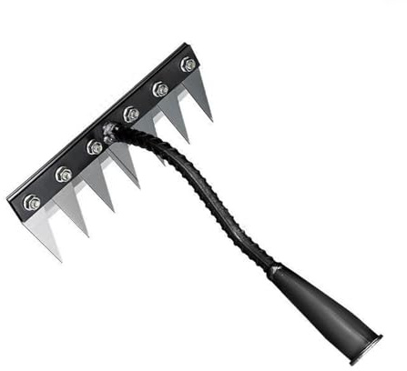 Râteau de Désherbage Multifonction en Métal, Rateau Jardin, Outillage de Jardin, Râteau de Désherbage de Jardin en Acier Au Carbone, Outil Manuel des Mauvaises Herbes Remover (7 Dents)