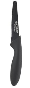 Viners Assure Serrated Paring Knife Stainless Steel Blade with Squared Tip for Safety, Soft Grip Handle, Non-Stick Coating, Rust-Resistant, Ideal for Slicing Hard Skin Fruit & Vegetables