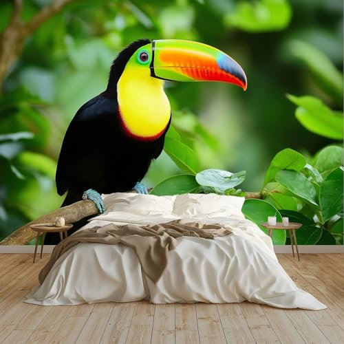 Carta da parati Animale Uccello Fotomurali Murale alla moda Decorazione da Muro Poster 250x175 cm Gigante Design Carta per pareti Ornamento, Verde