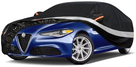 Weleyclore Car Covers for Outside Storage Custom Fit For Alfa Romeo Giulia Saloon, Outdoor Car Cover 100% Waterproof Breathable Sun Rain Dust UV Protection With Cotton.