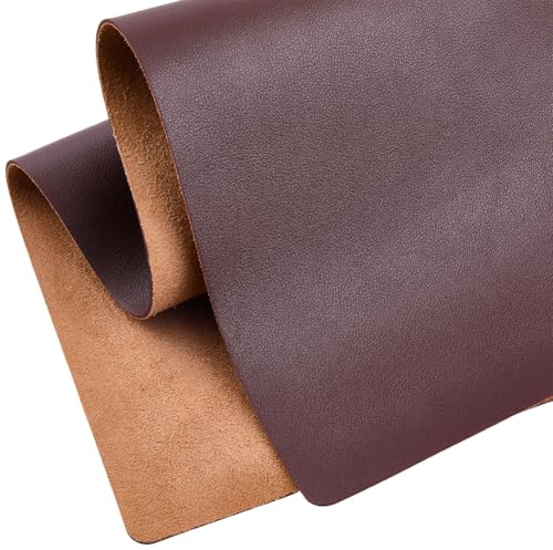 CALFOVERA 60cm X 33cm X 1.5mm Werkzeugleder Quadratisch PU Lederstoff Kratzfest Weiches Kunstlederblatt Wasserdicht Synthetisch Dunkelbraun Einfarbig Kunstwildleder Rollenvinyl Für Heimwerkerarbeiten