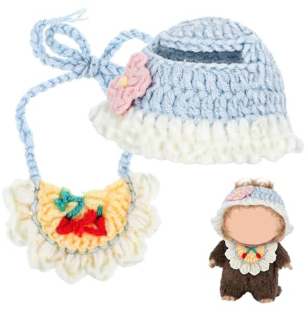 HANABASS Set Vêtements Poupée Compatible Ensemble Chapeau et Bavoir pour Poupées Accessoires Miniatures Créatifs pour Jeu et Cadeau