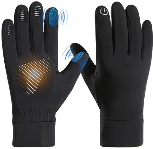 LEYBDER Thermo Fahrrad Handschuhe Herren Winter Laufhandschuhe & Fahrradhandschuhe Skihandschuhe Herren Damen Winterhandschuhe Gloves Touchscreen Wasserdicht Winddicht Handschuhe (Schwarz, XL)