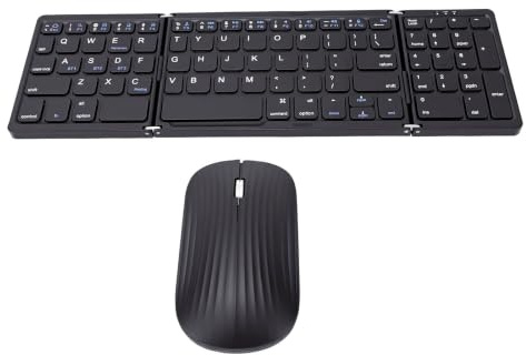Jectse Tastiera Bluetooth Pieghevole con Tastierino Numerico, Tastiera Wireless e Set Mouse per Tablet Smartphone