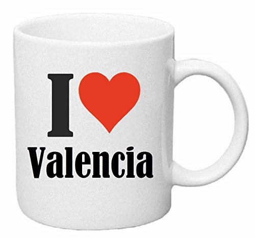 Reifen-Markt Kaffeetasse I Love Valencia Keramik Höhe 9,5cm ? 8cm in Weiß