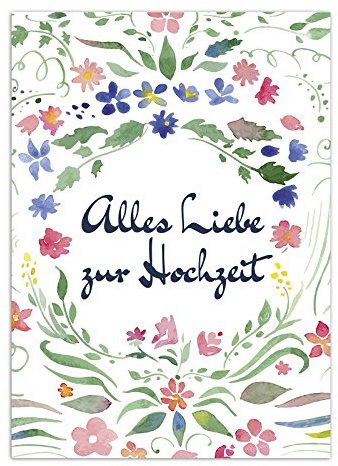 Einladungskarten Manufaktur Hamburg Glückwunschkarte zur Hochzeit/Motiv: Alles Liebe zur Hochzeit Aquarell/mit Umschlag/Hochzeitskarte/Glückwunsch Karte