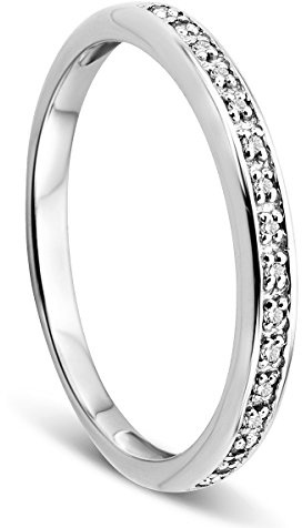 OROVI – Gold Ring Memoire aus 9 Karat Gelbgold/Weißgold (375) mit 16 Diamanten (0.05 Ct) – Hochzeitsring Damen mit Brillanten – Verlobungsring allergenfrei & handgemacht