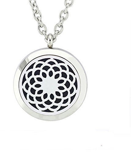 JOYMIAO Ätherisches Öl Diffusor Halskette - Sonnenblume Aroma Anhänger - Edelstahl Medaillon Schmuck Frauen Geschenk