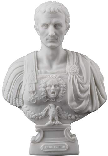 JFSM INC. - Figura Decorativa de Busto de Julio César, Acabado Blanco
