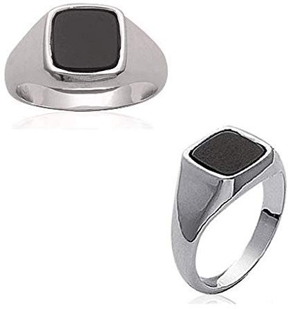 Siegelring, Sterling-Silber 925 und Onyx, Größen 46 bis 68 zur Auswahl – 48, Silber