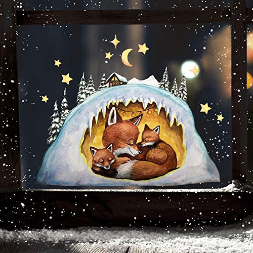 Fensterbilder Weihnachten Fensterbild Fuchs Füchse Fuchsbau Fuchshöhle wiederverwendbar Fensterdeko Winter Kinder bf110 - ausgewählte Größe: *1. Fuchshöhle*