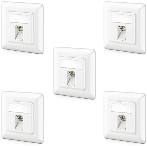 deleyCON Kit 5x Cat6a Prise Réseau Keystone Étanche Boîtier Métallique STP RJ45 Keystone Jack