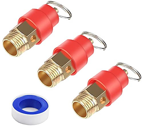 3 x 1/4 NPT Pressure Relief Safety Blow Pop Off Valve fit for Air Compressor,Brass Compressor Air Safety Relieves Valve Pressure Outlet