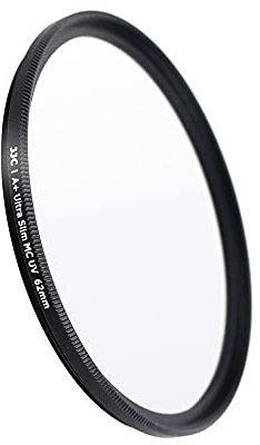 JJC Filtre UV 62 mm ultra fin multi-couches pour objectif Sony Nikon Fuji Panasonic Tamron avec filetage 62 mm