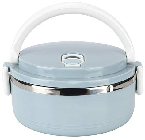 Tgoon Portable Lunch Box , Stackable Lunch Box Container Stainless Steel Blue Thermal Insulated Rice Noodles Lunch Box Food Container Seal and Heat Preservation(Single layer)