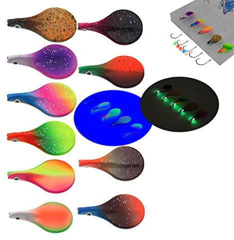 Njord Kalastus Cuillère à truite en ligne dans une boîte | Yeux 3D actifs UV et auto-lumineux | Clignotant de passage pour truite Inliner Spoon en ligne Spoons truite Angel Set Magic Spoon (2 g, lot