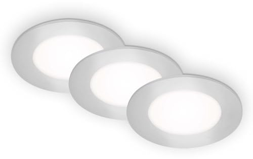 BRILONER - Juego de 3 lámparas LED empotradas en el techo, lámparas empotradas ultraplanas, focos empotrados, luz blanca neutra, cromo mate, 86x30 mm (DxH)