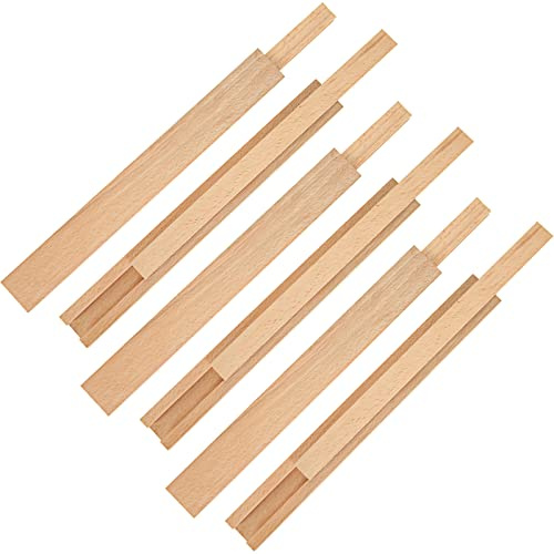 Schubladenschienen aus Holz, 40 cm, klassische traditionelle Führungsschiene aus Holz mit Gleitern, Ersatzteil für Schublade, 6 Stück