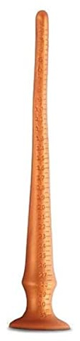 Super Long Anal Plug Dildo, Flexible Liquid Silicone Butt Plug Vaginal Anus Dilator Prostate Massage Stimulation Adult Erotic Sex Toys for Women Men (M) Gold