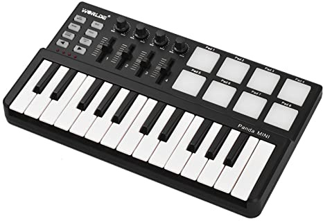 MIDI, Panda mini teclado USB portátil de 25 teclas y controlador MIDI de almohadilla de batería