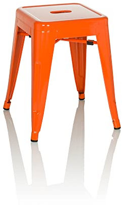 hjh OFFICE Metall Hocker VANTAGGIO Orange Sitzhocker im Industry-Design, stapelbar, niedrig, 645070