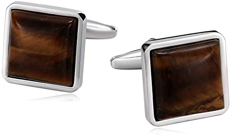 KnSam Manschettenknöpfe Herren Edel, Edelstahl Quadrat Braun Stein Cufflinks Wedding für Hemd Hochzeit Festival Geburtstag Geschenk, Braun