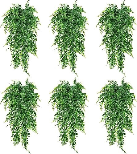 above zero 6 Stück Künstliche Hängepflanzen Künstliche Pflanzen Künstliche Farne im Freien Gefälschte Hängende Pflanzen 90cm Lang Wartungsfreie für Wand Innen hängende Körbe (Farne)…