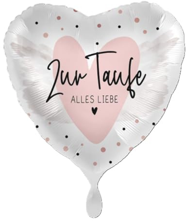 18/Ø43cm Herz Folienballon Zur Taufe Alles Liebe