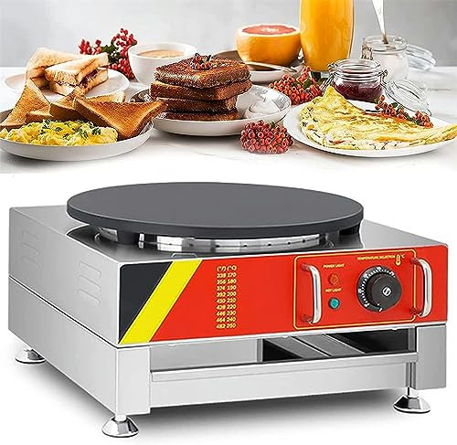 BTURYT Macchina per Pancake Elettrica, Piastra per Pancake da Forno per Crepes Commerciale da 16 '', Piastra Riscaldante Antiaderente per Blintzes, Roti, Tortilla, Uova, Facile da Pulire