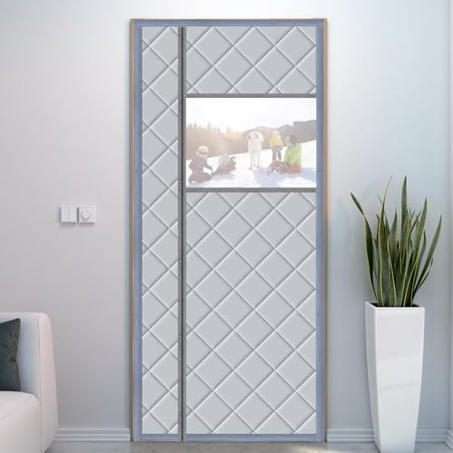 Thermovorhang Kälteschutz 140X240CM Magnet Wärmeschutzvorhang für Türen ohne bohren Thermovorhang Gegen Kälte und Hitze Türvorhang Wasserdicht Winddicht Haustierfreundlich mit Sichtfenster