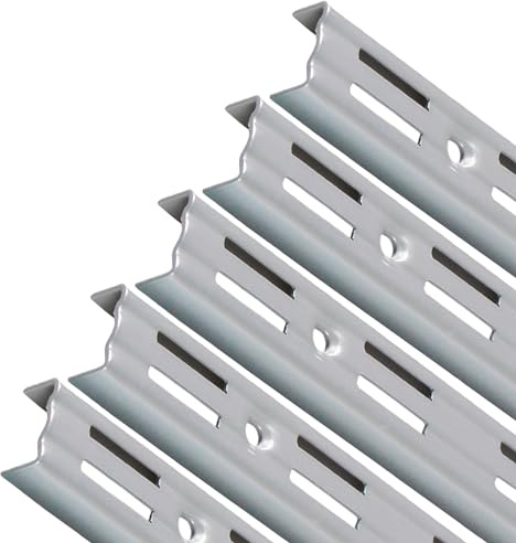 PRIOstahl Wandschienen für Regalträger - 5 x Schienen | 2-reihig | Länge: 2000 mm | Silber | Wandhalterung zur flexiblen Montage von Regalsystemen Regalhalter Regalbodenträger Wandregal aus Stahl