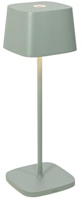 Zafferano, Lampada Ofelia, Lampada da Tavolo Ricaricabile e Senza Fili con Controllo Touch, Utilizzabile anche come Lampada da Esterni, Dimmer, 2200-3000 K, Altezza 29 cm, Colore Salvia
