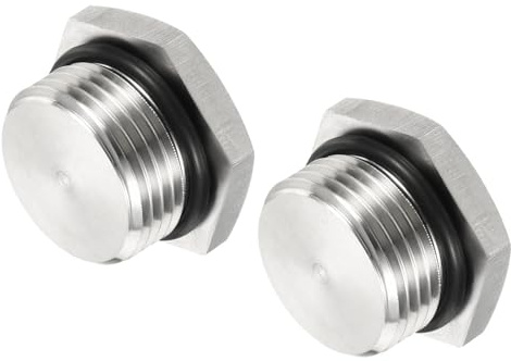 M METERXITY 2er Pack Stecker - Gewinde Sechskantkopf M20x1.5 Silberton | Buchse massiver Rohrverschraubung, Mit Dichtungsring, Rostschutz, geeignet für Wasserrohre