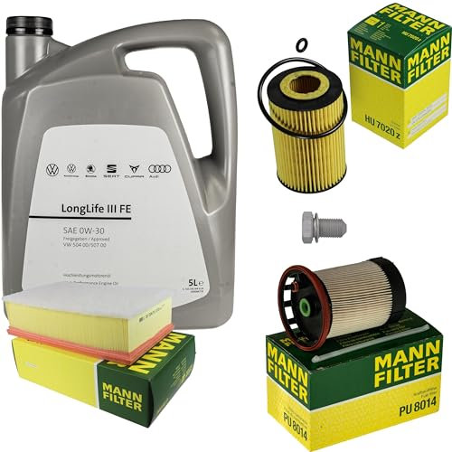 Inspektionspaket Wartungspaket Filterset mit 5 L 0W-30 Motoröl LongLife 3 FE, Ölfilter Luftfilter Kraftstofffilter Ölablassschraube