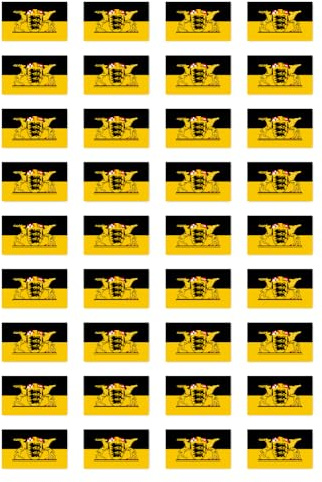 Aufkleber: 25x15 mm, 36 Stück - Flagge - Deutschland - Baden-Württemberg - mit Hoheitsabzeichen - DE-BW - für Auto, Koffer, Laptop und mehr