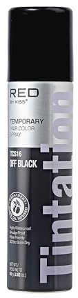 Red by Kiss Tintation Temporary Hair Color Spray, Instant Gray Root Touch Up Coverage, Water-Resistant & Smudge-Proof, Easy Wash Out, Barber & Hairline Touch-Up, Quick-Dry (Off Black, 2.82 oz)