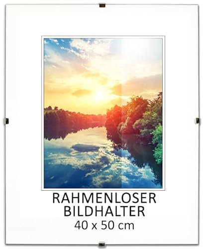 MG Design Marco de clip 40 x 50 cm - sin marco, acrílico transparente y fondo HDF, vertical u horizontal, para fotos, pósteres y diplomas