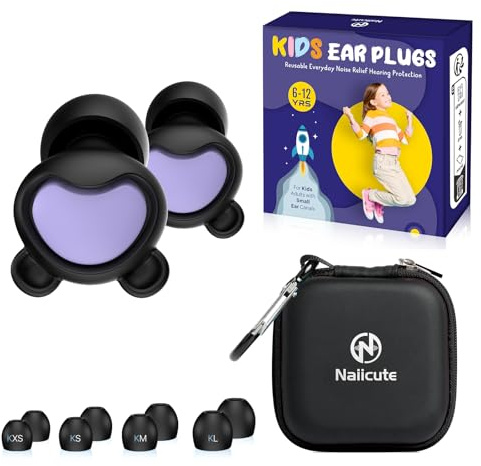 Naiicute Kids Ear Plugs 6-12yrs, Reusable Noise Reduction Ear Protection
