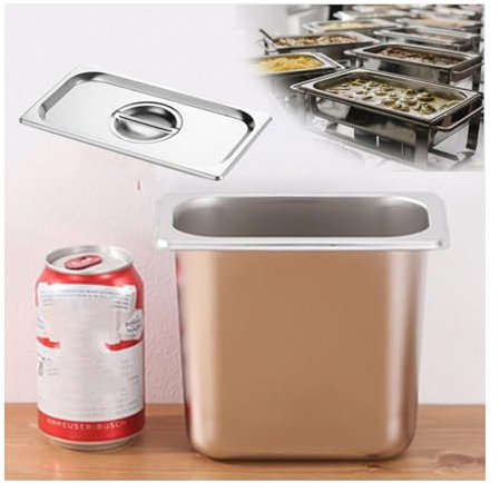NJDQFA Mahlzeit Zutatenbehälters,Edelstahl Gastro Behälter GN Spülmaschinenfest,Stapelbar Tief Gastronormbehälter,1/9（17.5 * 10.8）,15cm1.2side