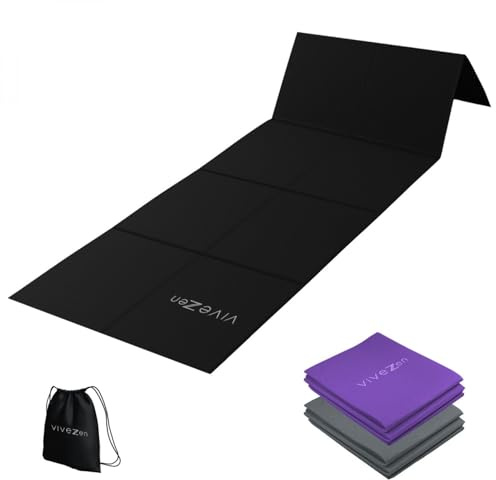 Vivezen - Tapis de yoga, de gym, d'exercices pliable 61 x 183 cm + sac de transport - Plusieurs coloris