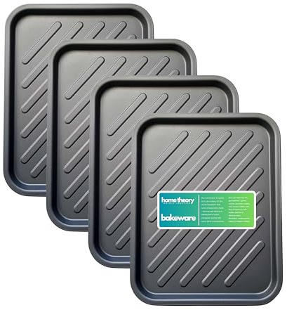 Home Theory Bakeware Lot de 4 plaques de cuisson anti-adhésives Passe au lave-vaisselle 38 cm
