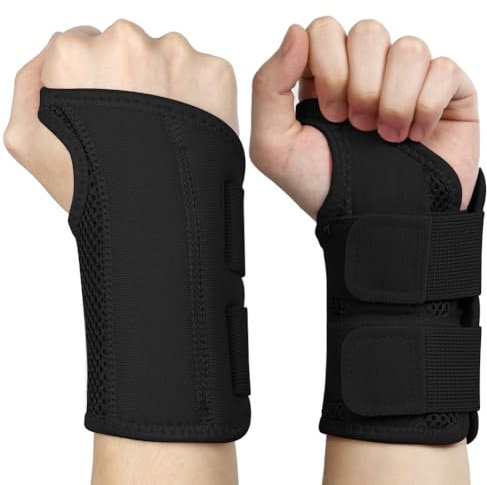NuVigor Wrist Splints for Carpal Tunnel,Right Left Hand Support with Adjustable Straps for Men Women,Breathable Day Night Wrist Brace for Carpal Tunnel,Pain Relief(Black,S/M Left Hand)