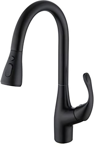 Faucet Messing-Küchenarmatur mit herunterziehbarer Brause, 2-Modus-Sprühfunktion, herausziehbare Küchenspüle, 360° drehbar, Einhebelmischer für heißes und kaltes Wasser, Schwarz (Schwarz) Water-tap